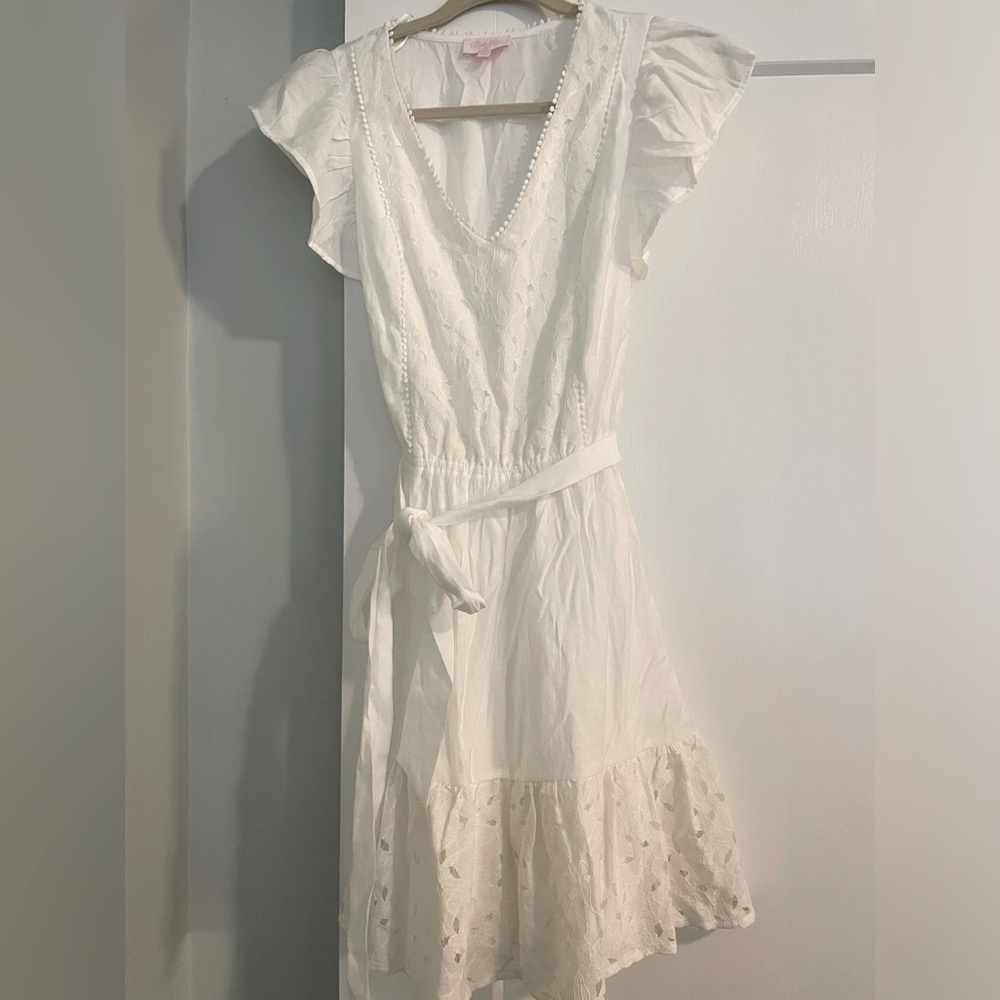 Pink Lily White Lace Dress Size XS